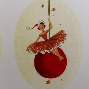 Collants de Noël Femme Rétro sur boule, Étiquettes Vintage, Autocollants Fêtes, Hiver, professeur, agenda, calendrier, planner, pin-up
