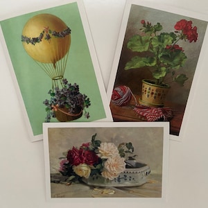 UNE SEULE CARTE collection Fleurs, Violettes, Montgolfière, Merci, Roses, Géranium, souhaits, Maman, Amie, Bonne fête, Joyeux anniversaire