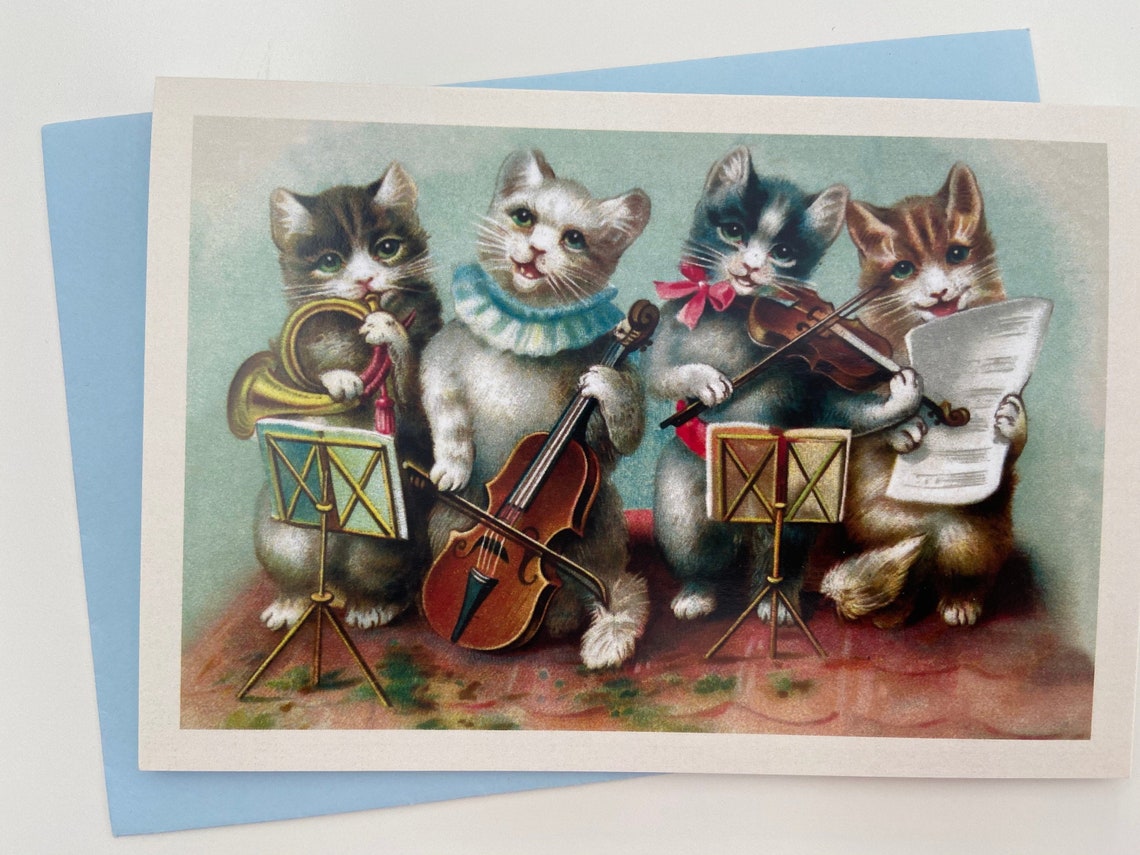 Musician Cats Greeting Card Orchestra Card Vintage Image - Etsy UK