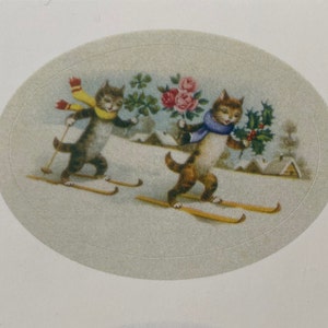 Collants Chats de Noël, Étiquettes Vintage, Autocollants Fêtes, Hiver, Collants professeur, collants agenda, calendrier, planner, ski