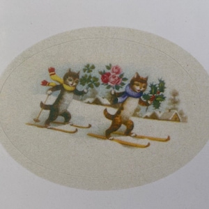 Collants Chats de Noël, Étiquettes Vintage, Autocollants Fêtes, Hiver, Collants professeur, agenda, calendrier, planner, ski