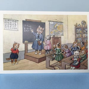 Cat School Greeting Card, Cats Class Card, Vintage Image Card, Teacher Card, Student Card, Music Card image 4