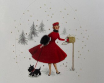 Vintage Christmas Stickers, Holiday, Teacher, Winter, Family, Planner, Agenda, fashion, retro woman, vintage scottish terrier, scottie