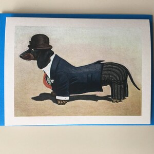 Mini carte Teckel Monsieur, Carte de fête, Carte Vintage, Image Vintage, Carte Retro, Carte Anniversaire, Carte masculine, Carte papa, homme