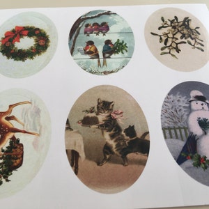 Collants animaux de Noël, Étiquettes Vintage, Autocollants Fêtes, Collants Hiver, Collants professeur, collants agenda, calendrier, planner