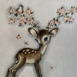 Carte de souhaits Faon, Bonne Fête, Renne, Vintage, Retro, Rudolph, professeur, Merci, Joyeux anniversaire, Prompt rétablissement, maladie