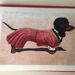 Female Dachshund Mini Card, Birthday Card, Gift Card Holder, Vintage Card, Retro Card, Children Card, Fashion Card, BFF Card, Girly Card