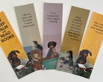 Dachshund Bookmark, Keep Calm Quote, Read Books, Tag, Teacher Gift, Reader, Professor, Book lover, Library, Bookstore, Librarian, Humor