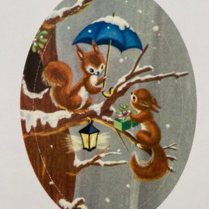 Collants écureuils de Noël, Étiquettes Vintage, Autocollants Fêtes, Collants Hiver, professeur, agenda, calendrier, planner, cadeau, sticker