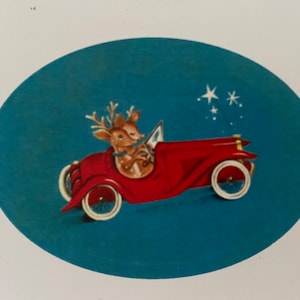 Collants Rennes en voiture, Faon vintage, Étiquettes cadeaux, Autocollants Retro, Biche, professeur, Agenda, papeterie, Noël, automobile