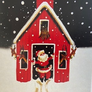 Carte Père Noël Grange Rétro, Joyeux Noël, Joyeuses Fêtes, Mère, Soeur, Amie, Meilleurs Voeux, Années 50, Mid, Ferme, Agriculteur, Famille