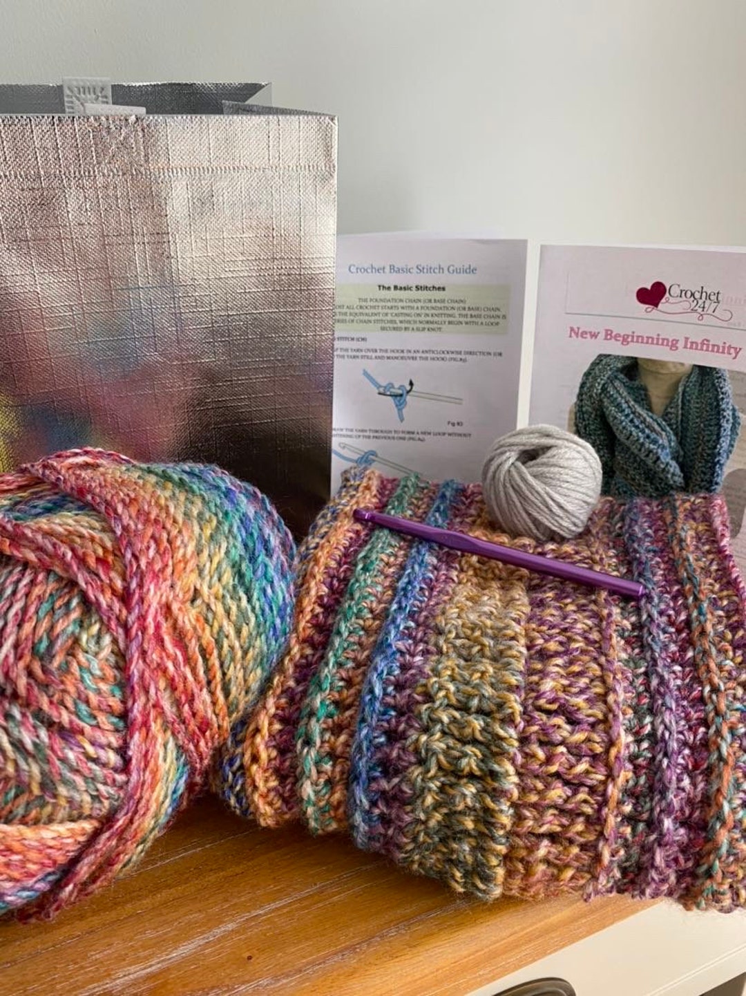 Kit Crochet New Beginning Infinity Scarf Cowl Kit | Easy Pattern ...