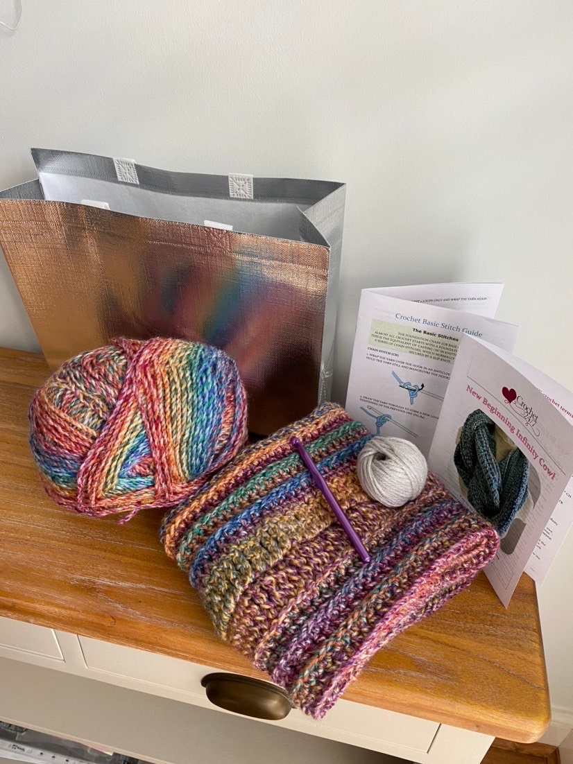 Kit Crochet New Beginning Infinity Scarf Cowl Kit | Easy Pattern ...