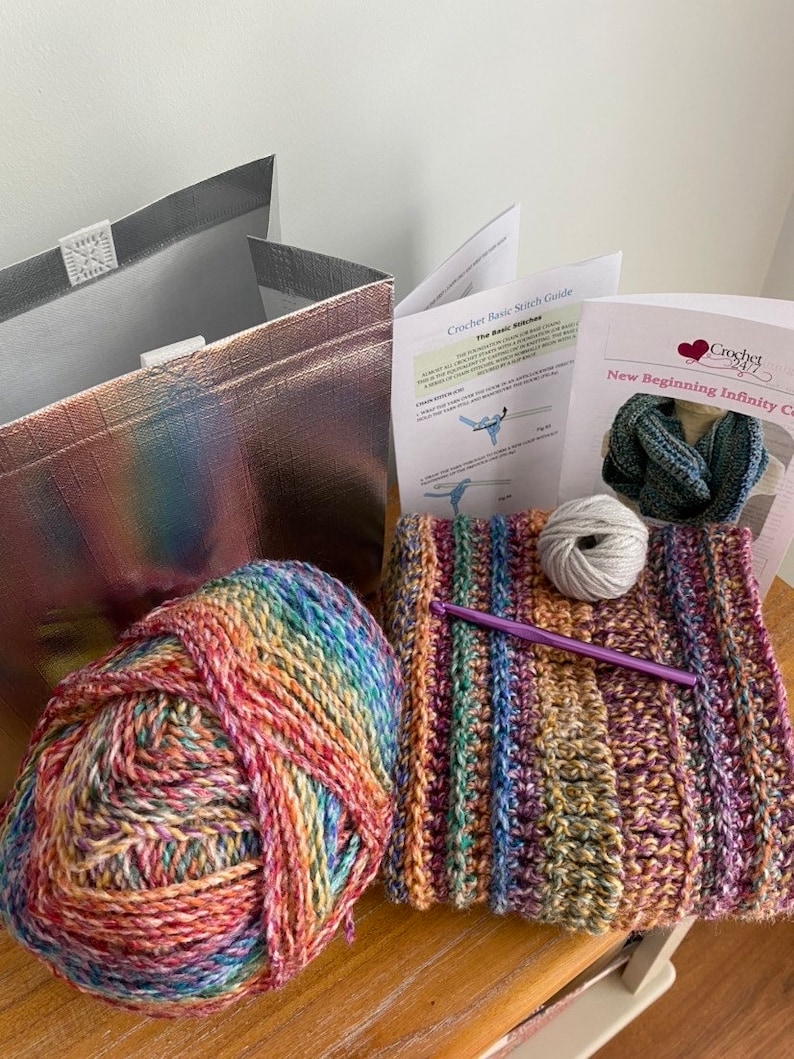 Kit Crochet New Beginning Infinity Scarf Cowl Kit | Easy Pattern ...