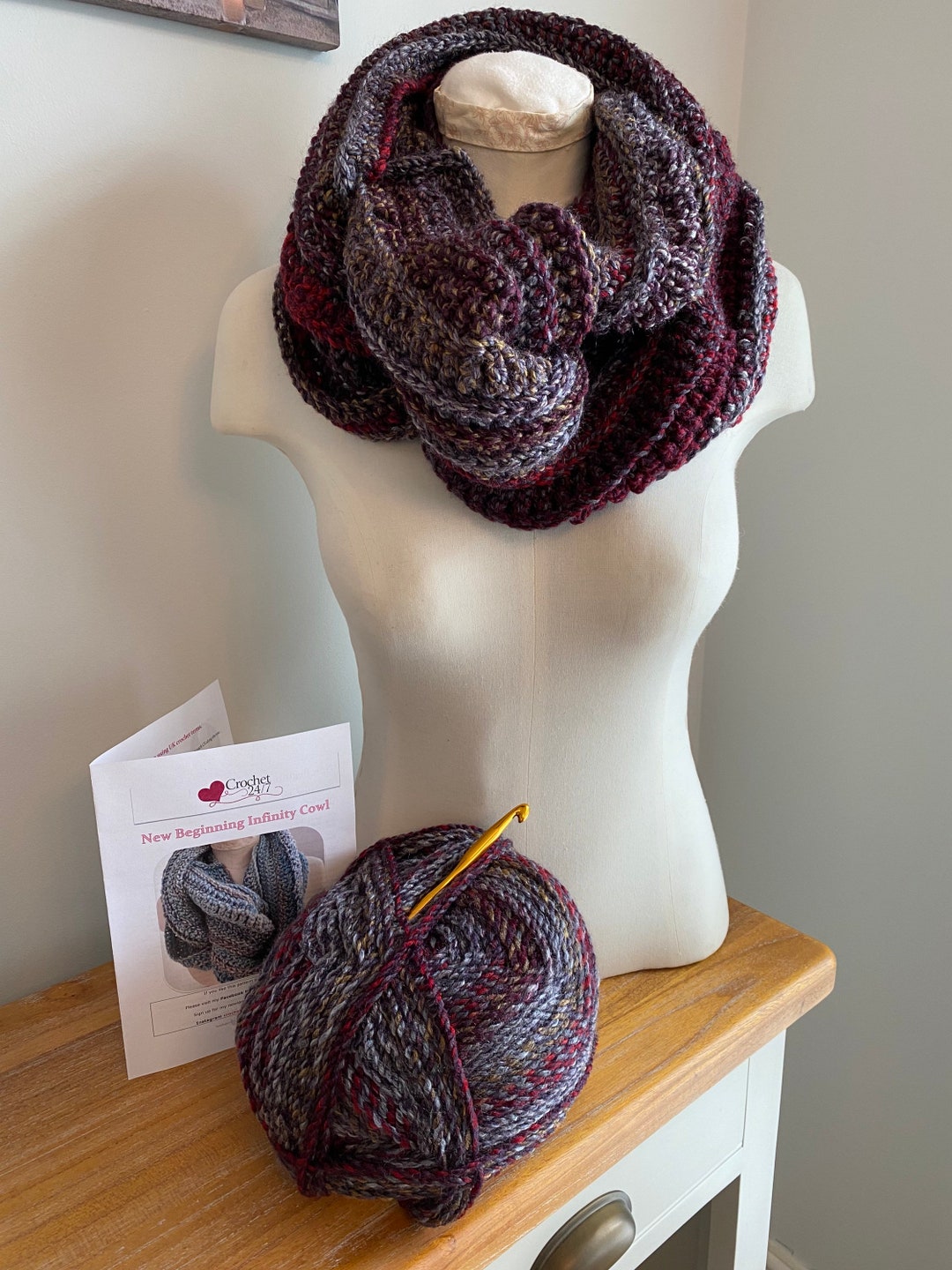 Beginner Friendly Crochet Cowl Kit, Easy Crochet Scarf Pattern ...