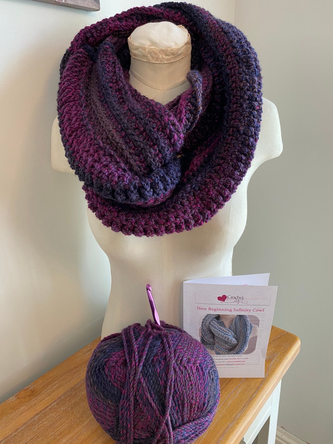 Kit Crochet New Beginning Infinity Scarf Cowl Kit | Easy Pattern ...