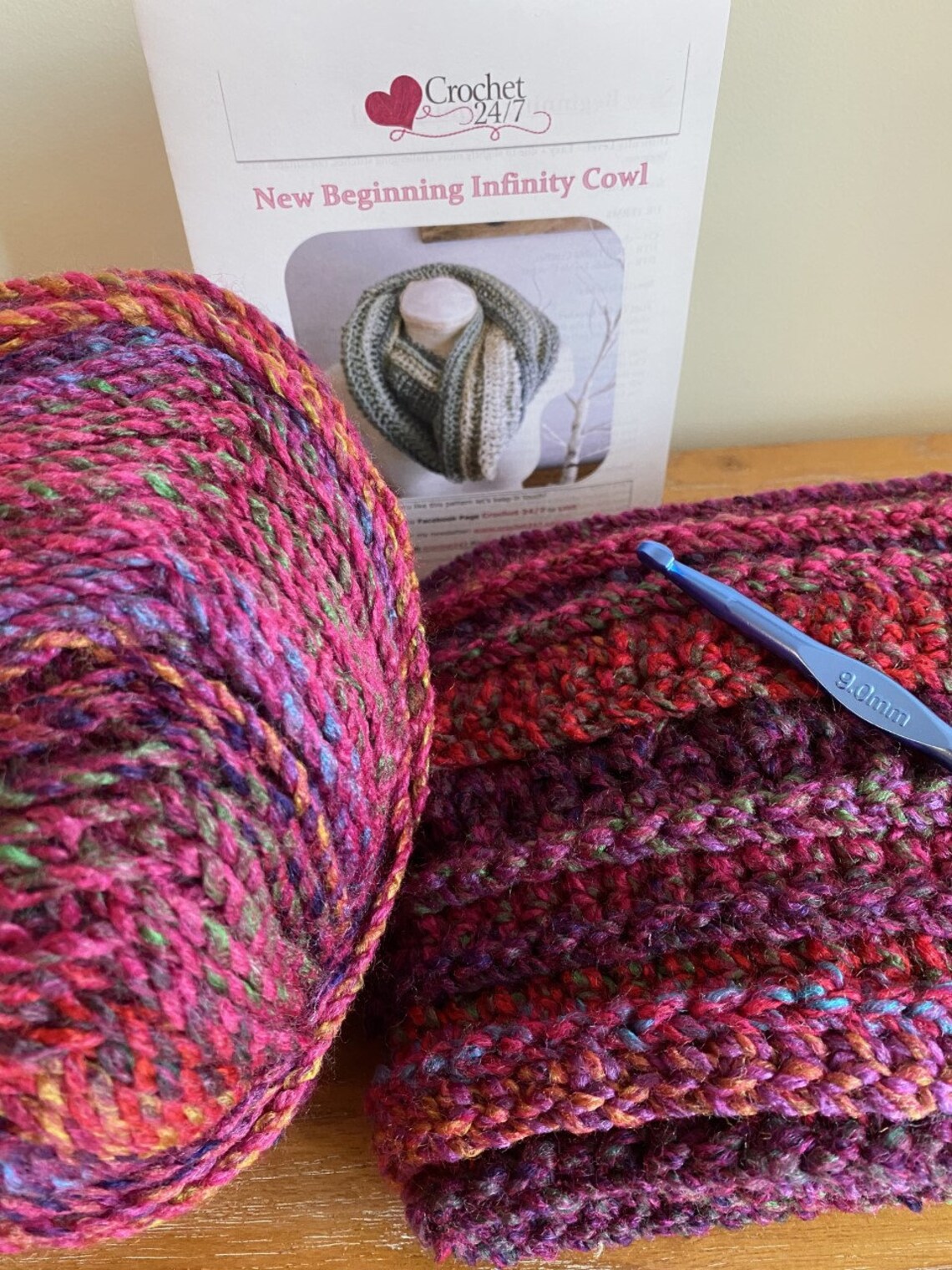 Kit Crochet New Beginning Infinity Scarf Cowl Kit | Easy Pattern ...