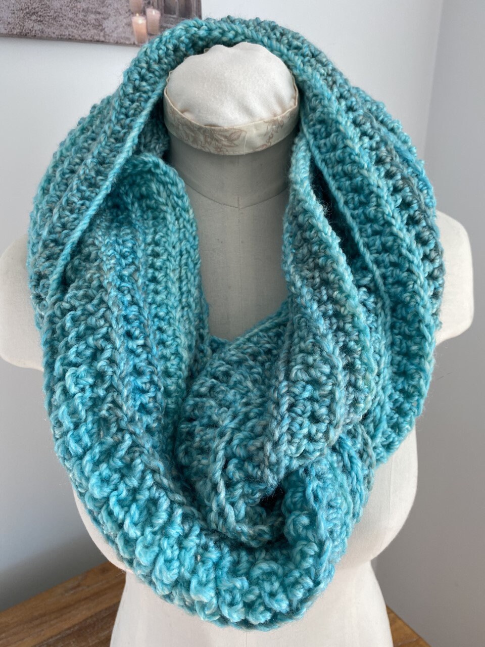Crochet Pattern Infinity Cowl Scarf Easy Beginner Pattern | Etsy
