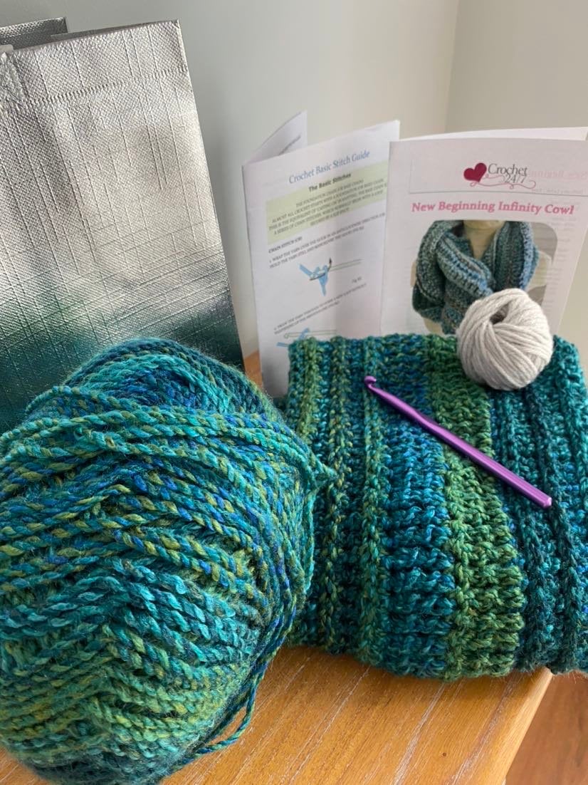 Beginner Friendly Crochet Cowl Kit | Easy Crochet Scarf Pattern ...
