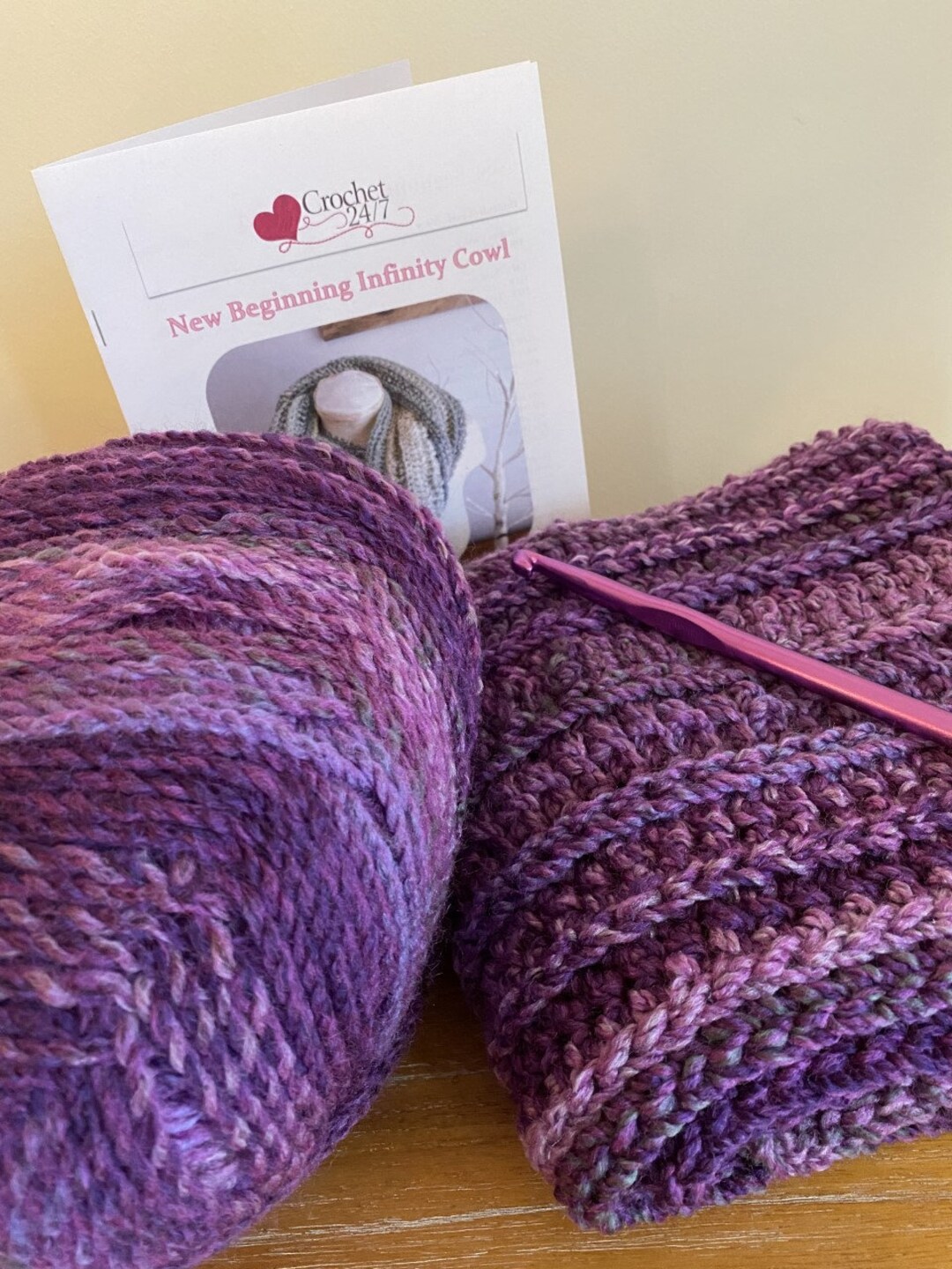 Kit Crochet New Beginning Infinity Scarf Cowl Kit | Easy Pattern ...