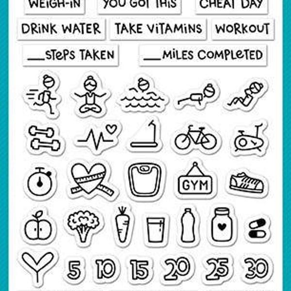Fitness Planner Stamps - Lawn Fawn Plan on It