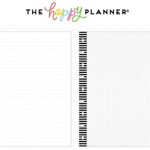 Puede incluir: Una página de planificador a rayas blancas y negras con una sección rayada a la izquierda y una sección cuadriculada a la derecha. La sección cuadriculada tiene un pequeño cuadrado en la esquina inferior derecha con el texto "Grids 0.12" impreso en su interior.