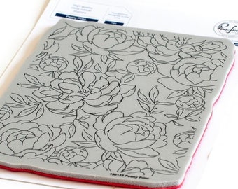 Pinkfresh Studio Cling Stamp, Layering Stencils, or Hot Foil Plate - Peony Print