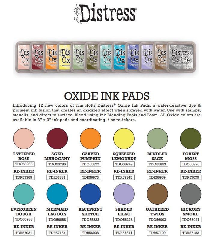 Encre d’oxyde de Tim Holtz Distress Pads série 3-12 tampons ou Reinkers Encre d’oxyde de Tim Holtz Distress ou Pads série 3-12 tampons ou Distress Reinkers 6128b1