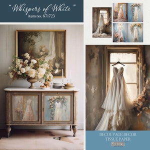Free Shipping! Prima Marketing Redesign Decoupage Decor Tissue Paper – Whispers Of White – 3 Sheets of 19″ X 30″