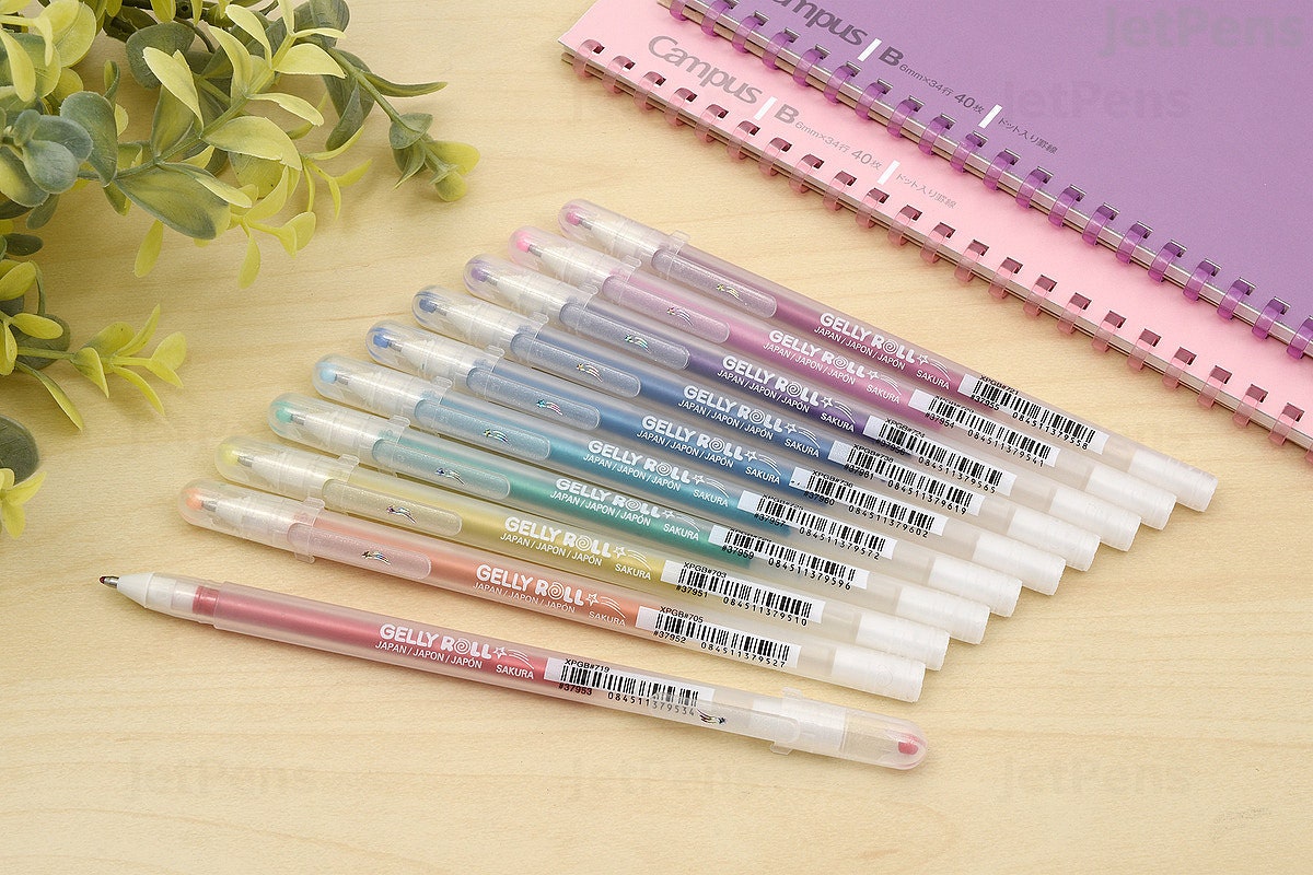 Gelly Roll Stardust Bold Meteor Pens, Silver/ Marine/Copper/Pink/Green/Blue - 6 pack