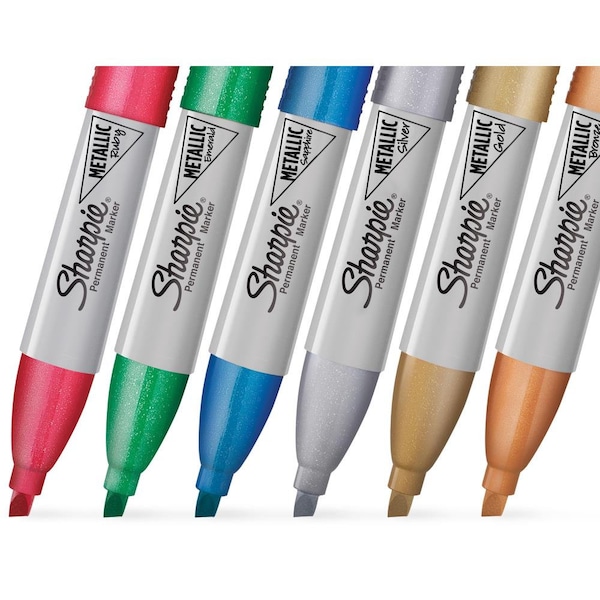 Sharpie Metallic Permanent Markers chisel tip 3, or 6/Pkg - Gold, Silver, Bronze, Ruby, Emerald, Sapphire