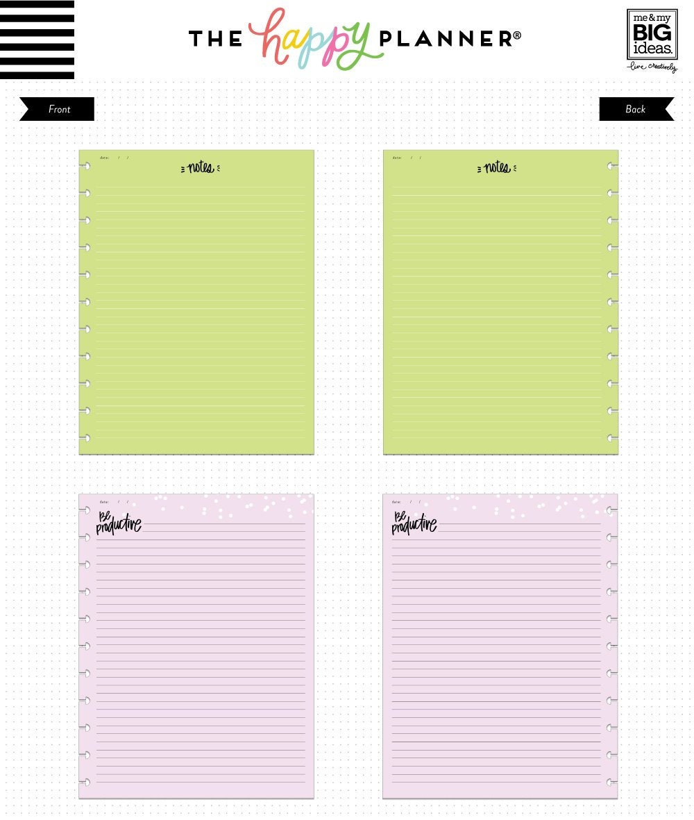 Happy Planner Classic Filler Paper 40 Sheets 7 x 9 14 Daily