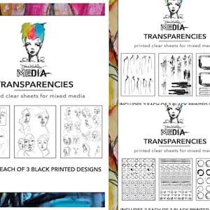Dina Wakley Media Transparencies 8.5&quot;X10.75&quot; 2/Pkg - Abstract Portraits 2, Frames & Figures 2, Pattern Play 2