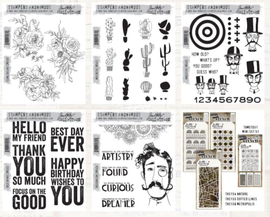 Tim Holtz Cling Stamps 7X8.5 - Crazy Things Stamp Set