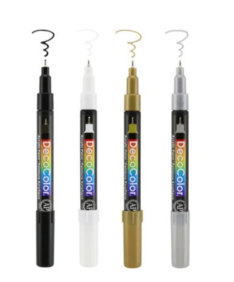 Decocolor Extra Fine Tip Paint Marker Set 4/pkg Black Gold Etsy