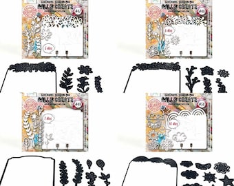 May include: Four sets of metal die cuts for crafting. Each set includes a frame, a variety of floral and nature-themed designs, and a number of dies. The sets are labeled with the numbers 47, 48, 49, and 50.