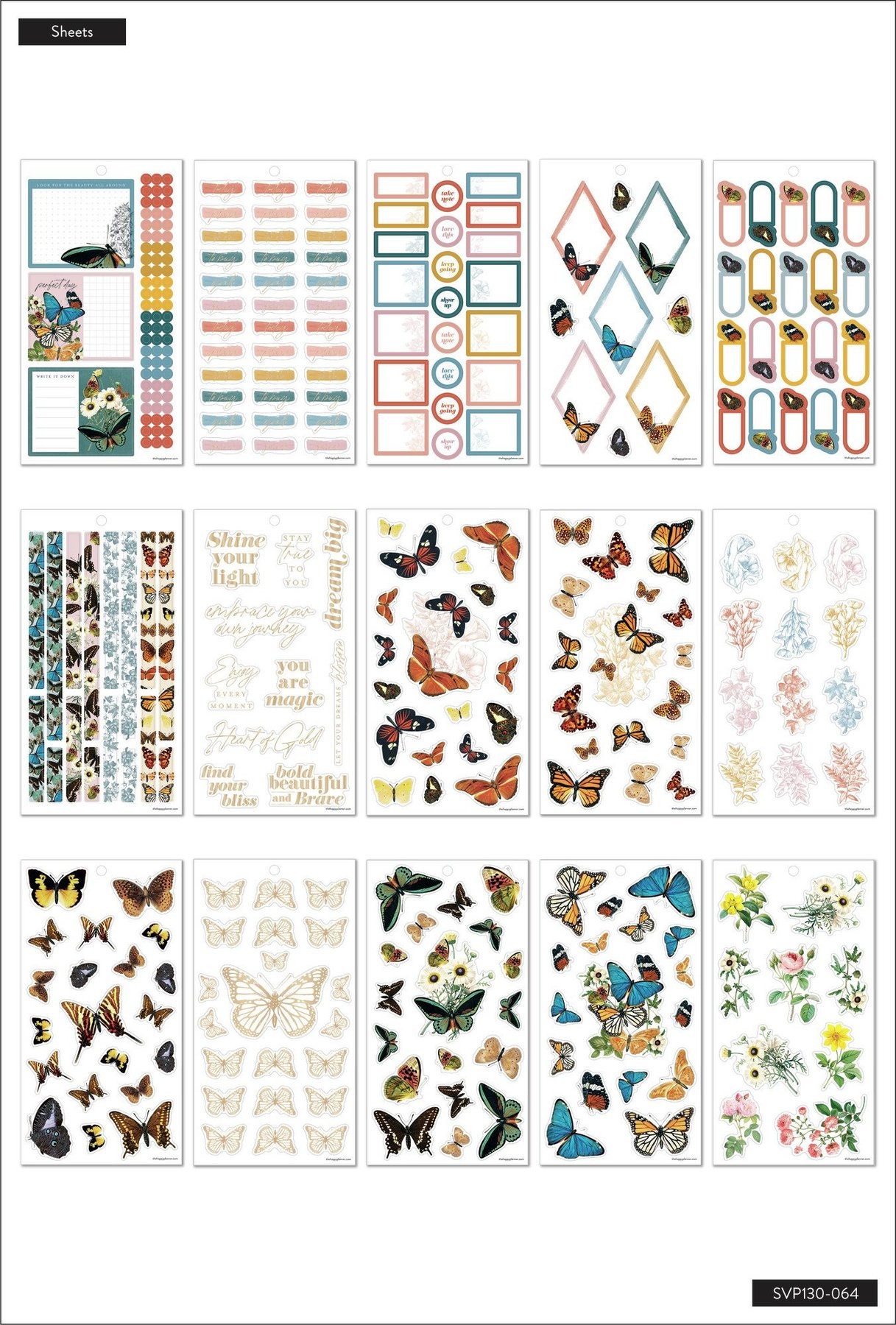 Value Pack Stickers for Crafts and Planner, Papillon Butterfly