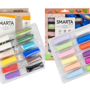 May include: Two packages of Smarta air-dry soft modeling clay. Each package contains a clear plastic tray with 12 individually wrapped clay sticks in various colors, including white, green, blue, and black. The packaging features the Smarta logo.