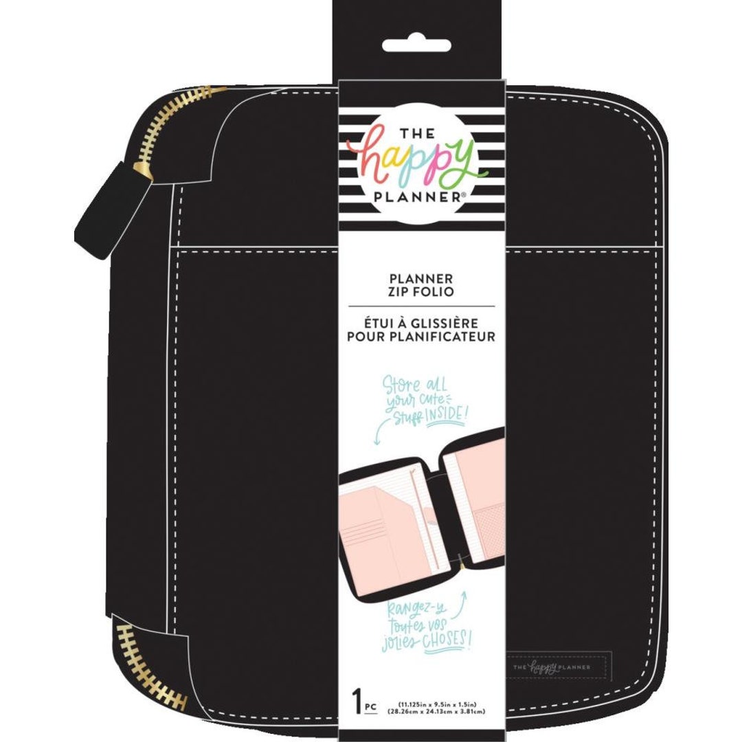 Black & Blush Classic Planner Zip Folio MAMBI Happy Planner Etsy