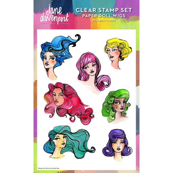 Paper Doll Wigs Clear Stamp - Jane Davenport