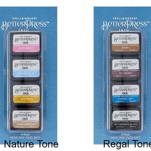 Spellbinders BetterPress レタープレス ミニ インクパッド セット 4 個パック - リーガルまたはネイチャートーン