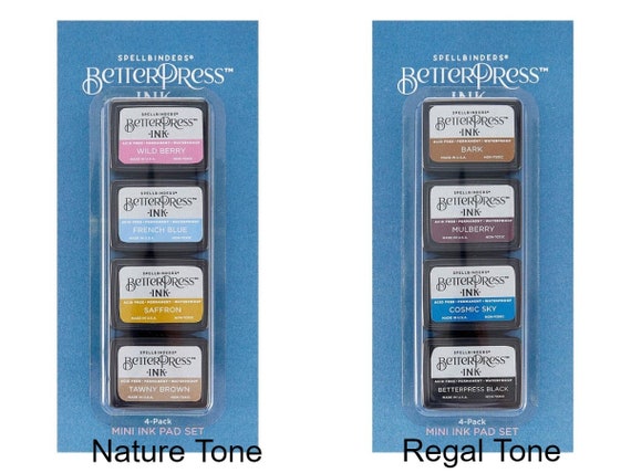 Spellbinders - BetterPress - Mini Ink Set - Nature Tones, 4 Pack