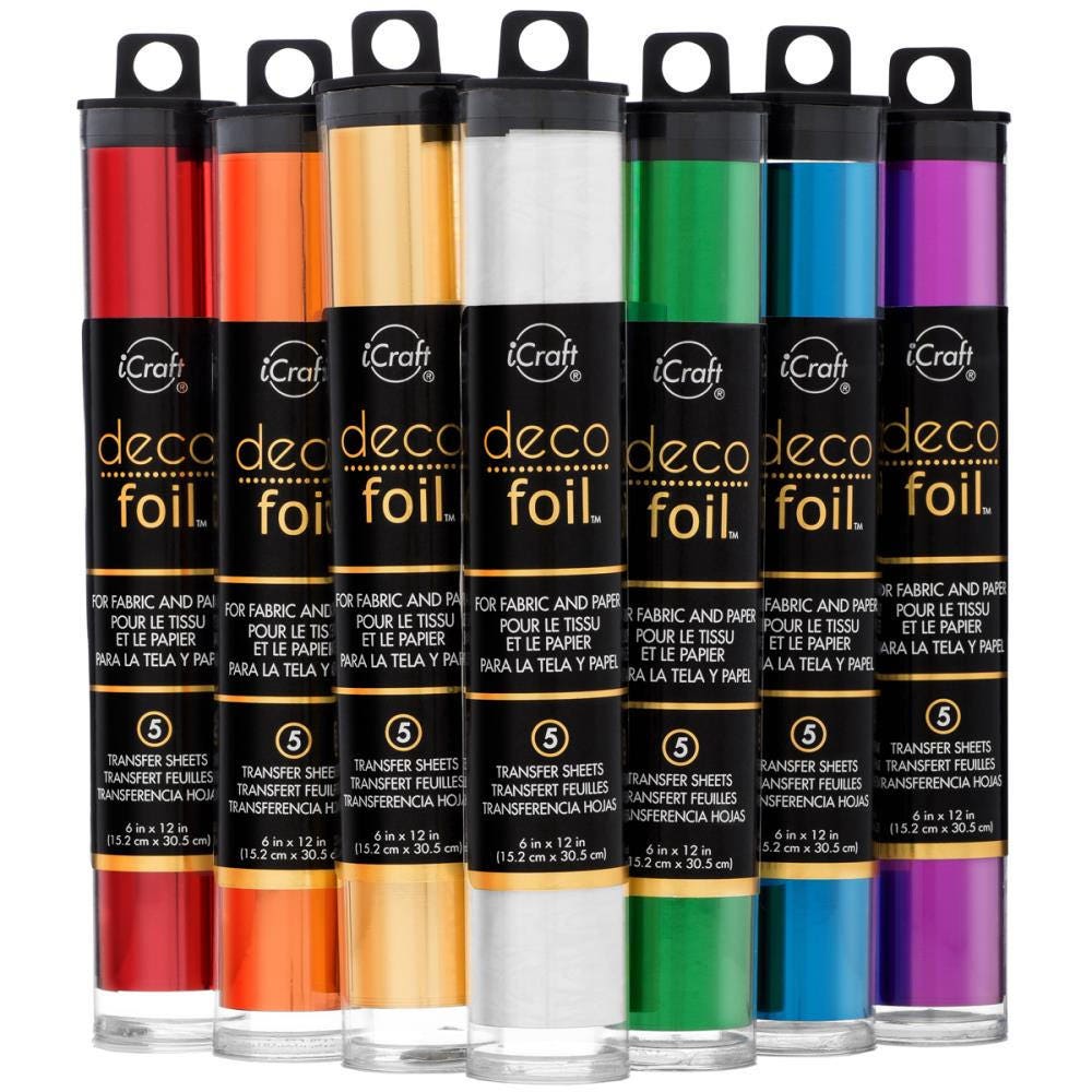 New 6 Shts Designer Foils & 10 Pcs 6x6 Colored Metallic Foil Transfer Sheets