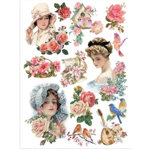Feuille de transfert déco A4 Little Birdie 25 x 7,5 pouces - Country Maiden