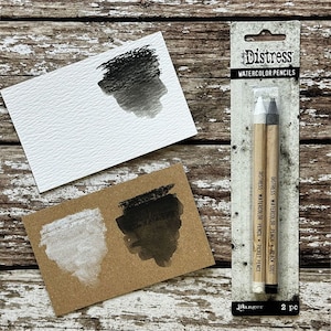 In Stock - Tim Holtz Distress Watercolor Pencils - Picket Fence & Black Soot