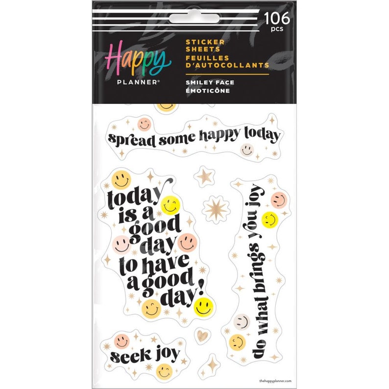 Smiley Face - 5 Sticker Sheets - MAMBI Happy Planner Stickers - Etsy
