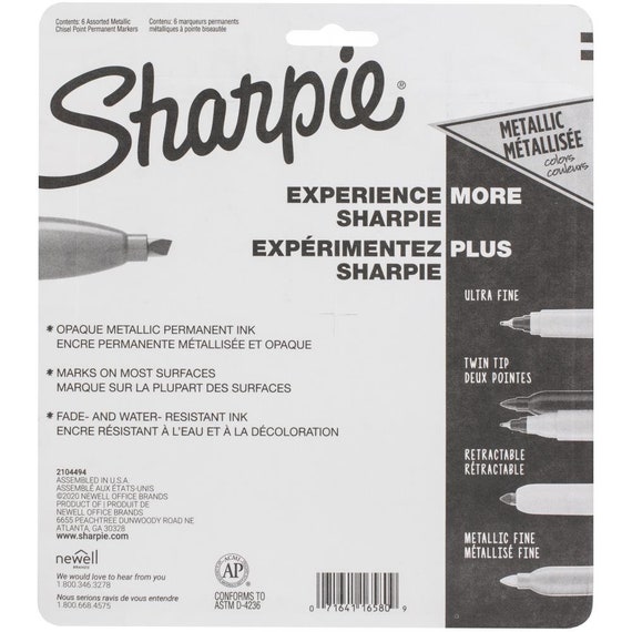 Sharpie® Metallic Fine Point Permanent Markers, Fine Bullet Tip,  Gold-Silver-Bronze, 6/Pack