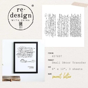 Transferencia decorativa Re-Design - Letra secreta 6 x 12" 3 hojas - Prima