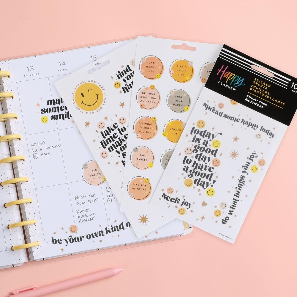 Smiley Face - 5 Sticker Sheets - MAMBI Happy Planner Stickers - Etsy