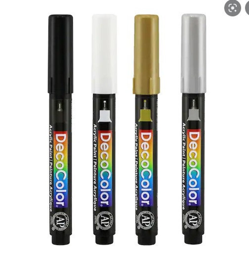 Decocolor Extra Fine Tip Paint Marker Set 4/pkg Black Gold Etsy